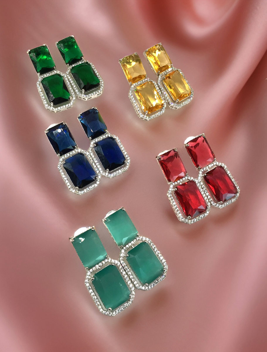 Solid Color AD CZ Earrings