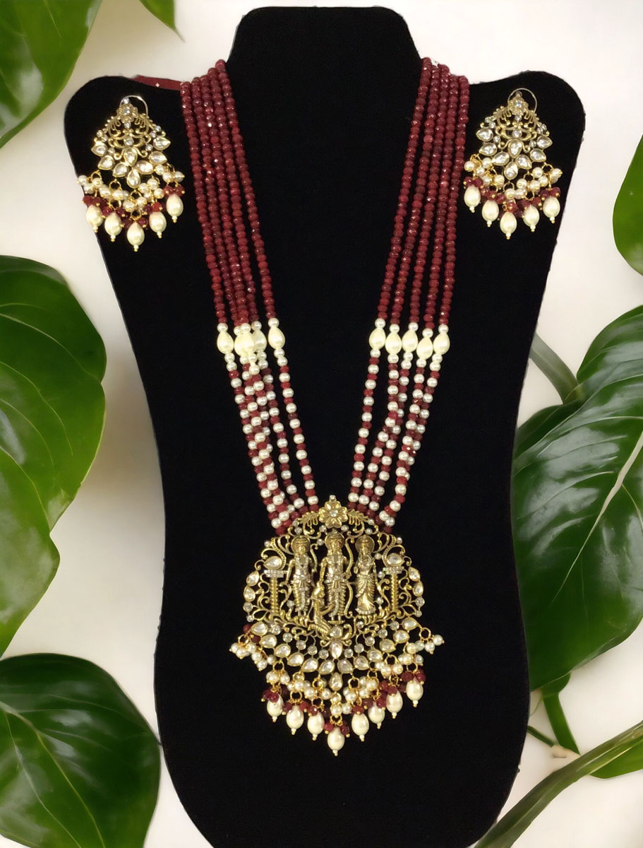 Temple Polki Kundan Rani haar set