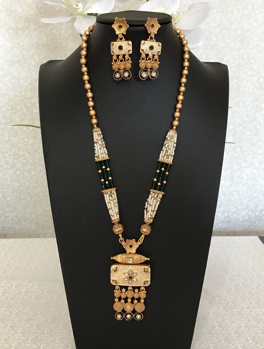 Rajwadi Meenakari Long Necklace Set