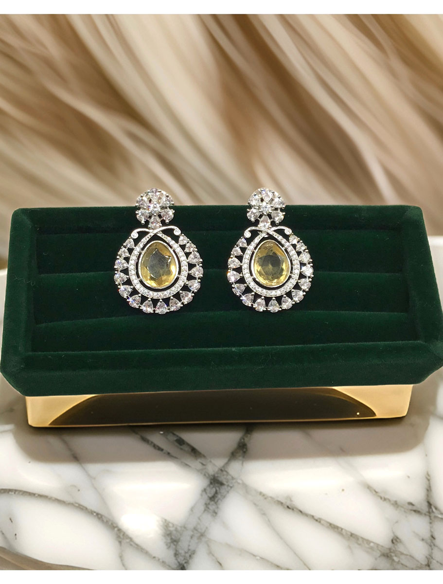 Elegant Flower Drop AD/CZ Earrings