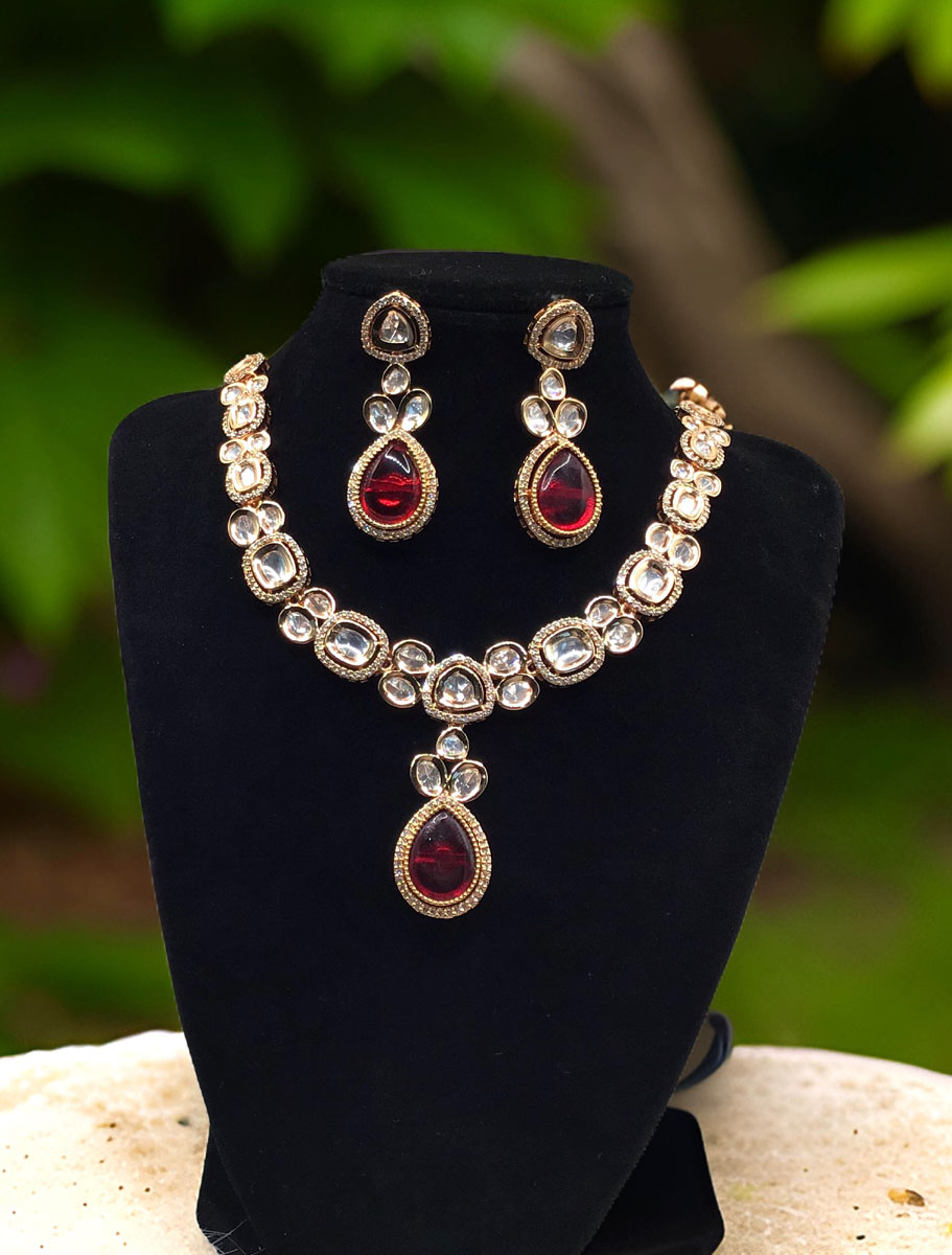 Premium Quality Kundan Necklace Set with changeable stones