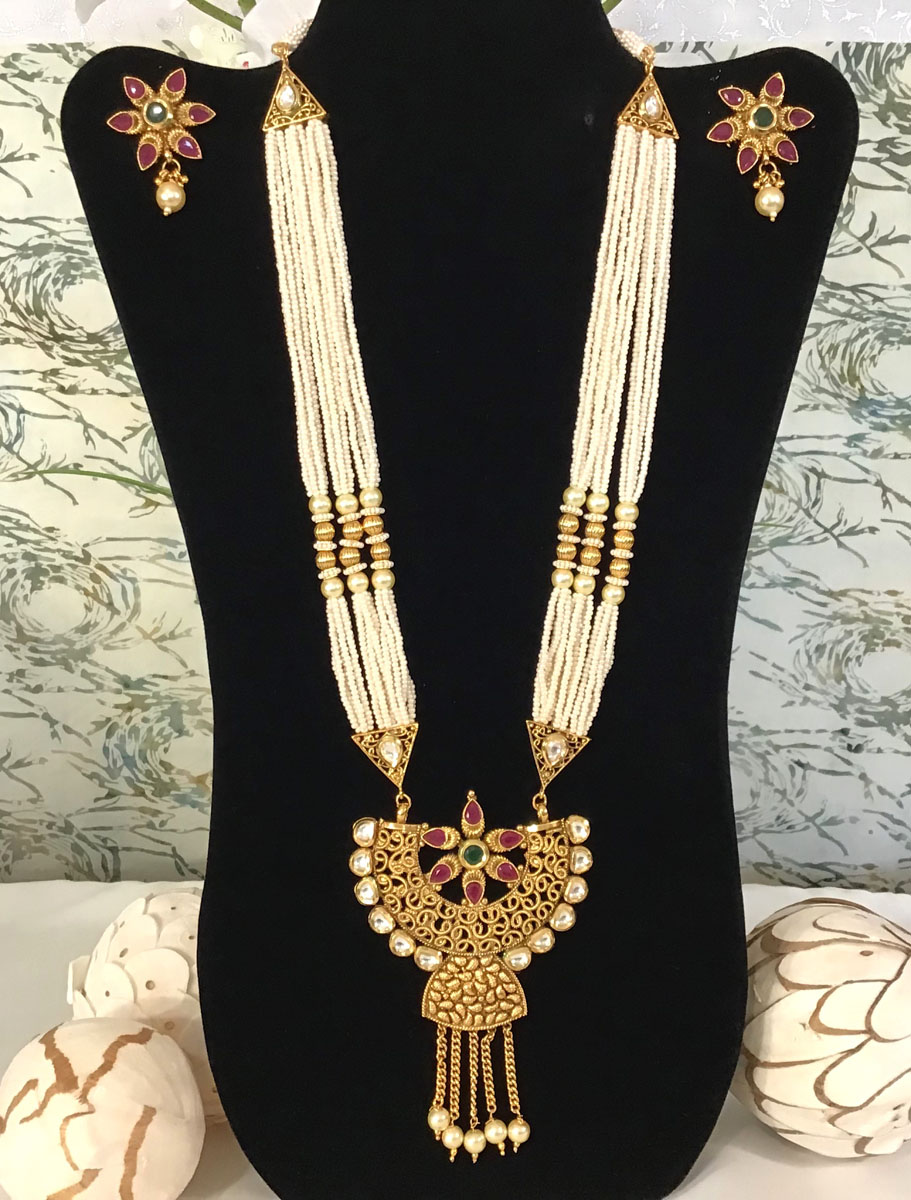 Half circle Antique Rajwadi Long Necklace Set