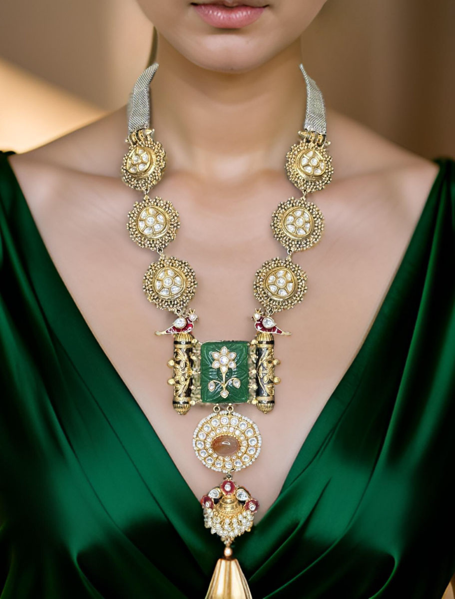 Sabyasachi Inspired Ancestral  Kundan Long Necklace Set