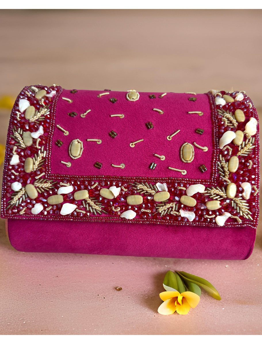 Luxury Velvet Embroidered Clutch Bag