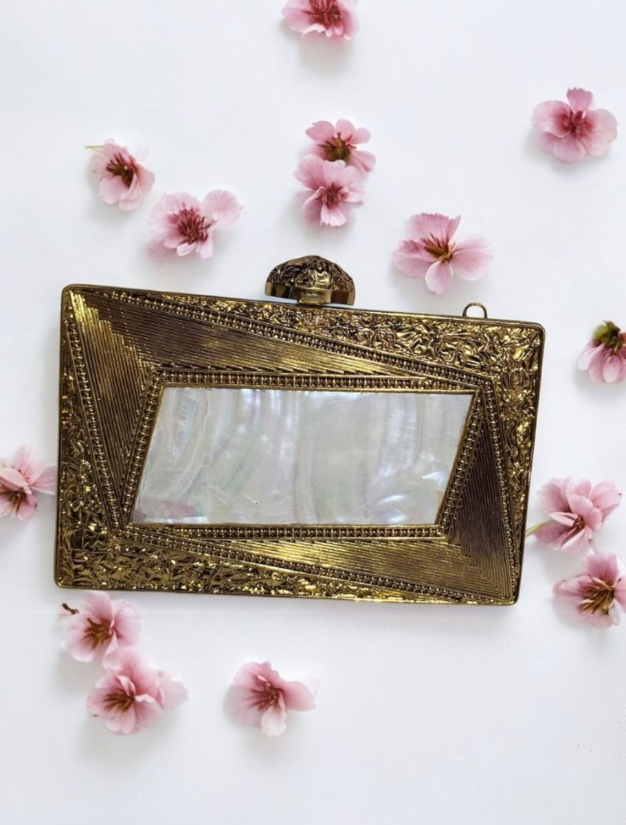 Metallic Border MOP Clutch