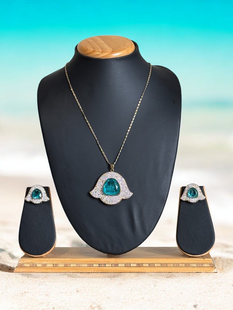 Classic Bell Shaped AD CZ Pendant Set