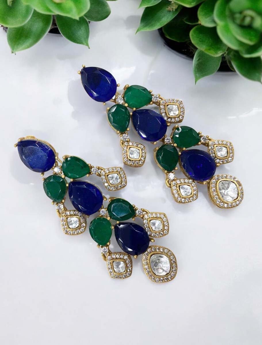 Handcrafted Moissanite Polki Kundan Earrings