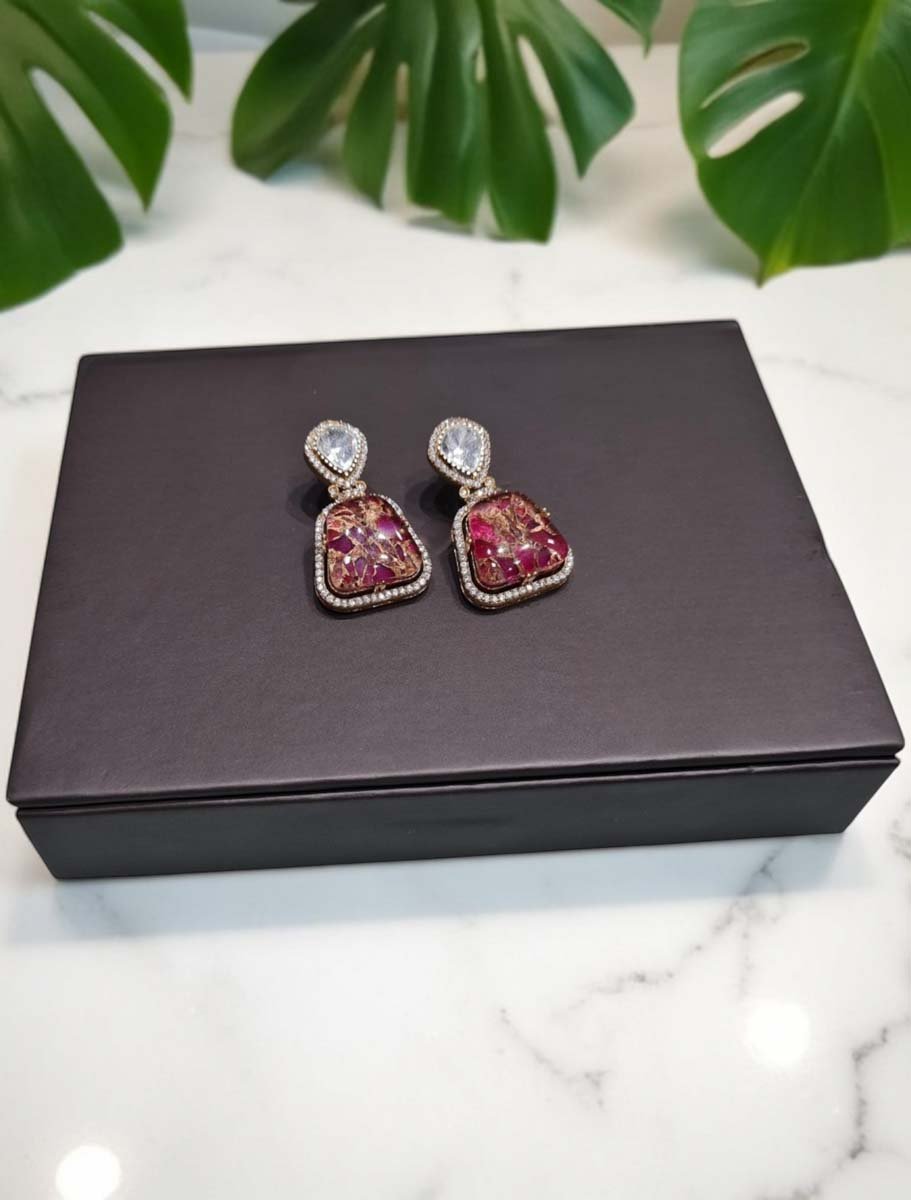Premium Marble Doublet Stones Stud Earrings