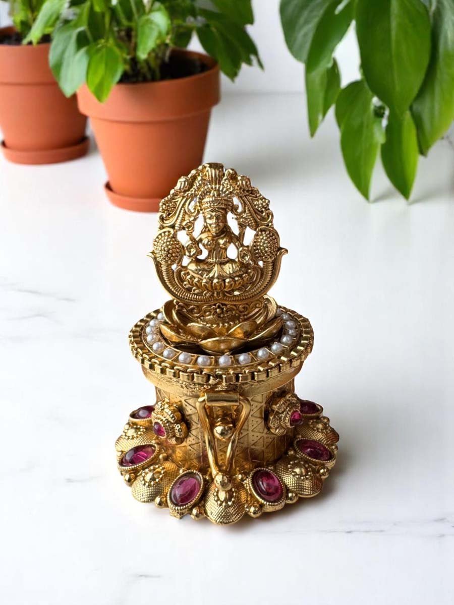 Beautifully Crafted Gold Finished Kumkum Dabbi