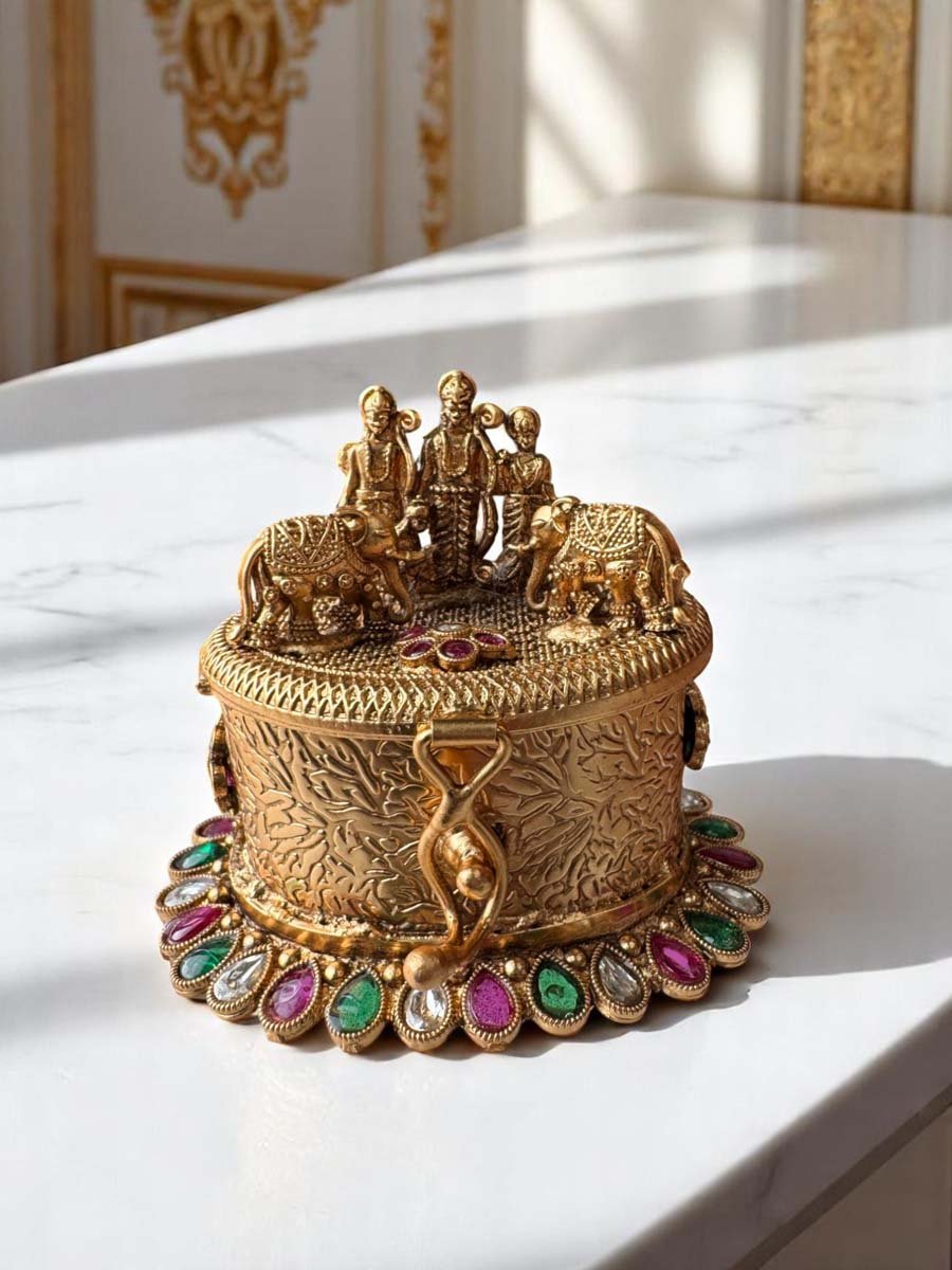 Rajwadi Polish Ram Darbar Kumkum Dabbi