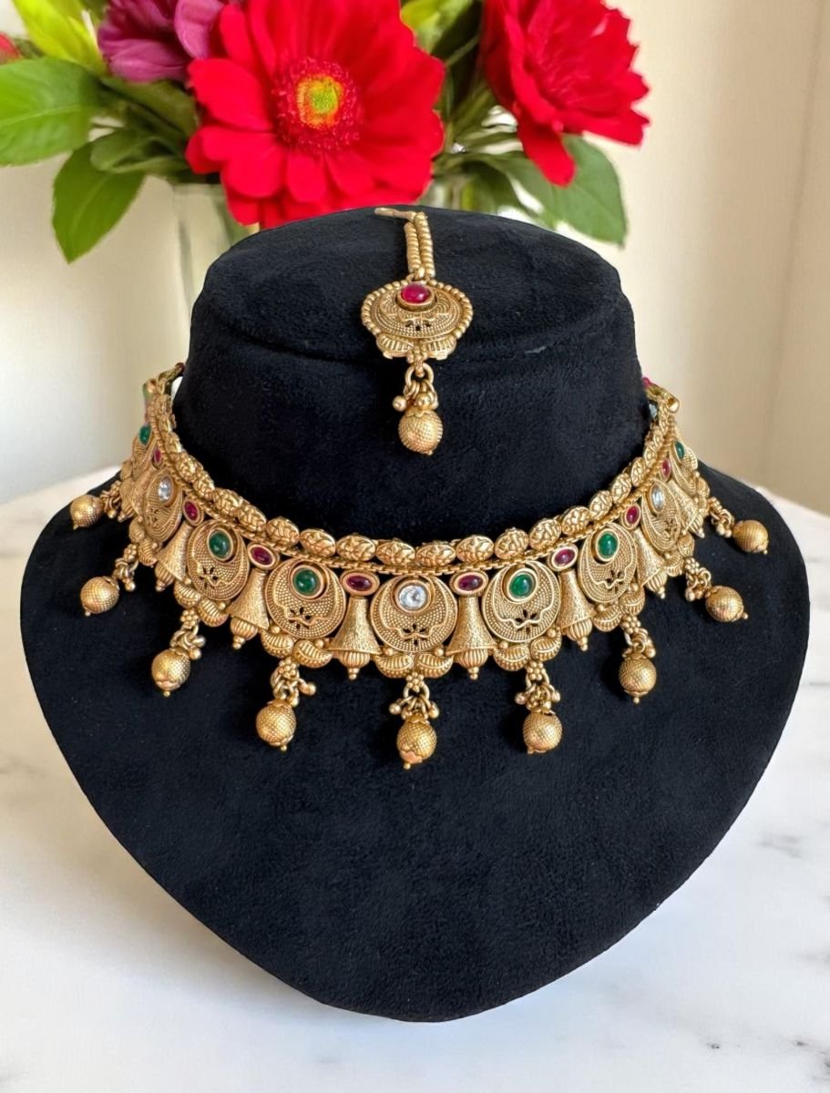 22k Gold Plated Rajwadi Choker Set