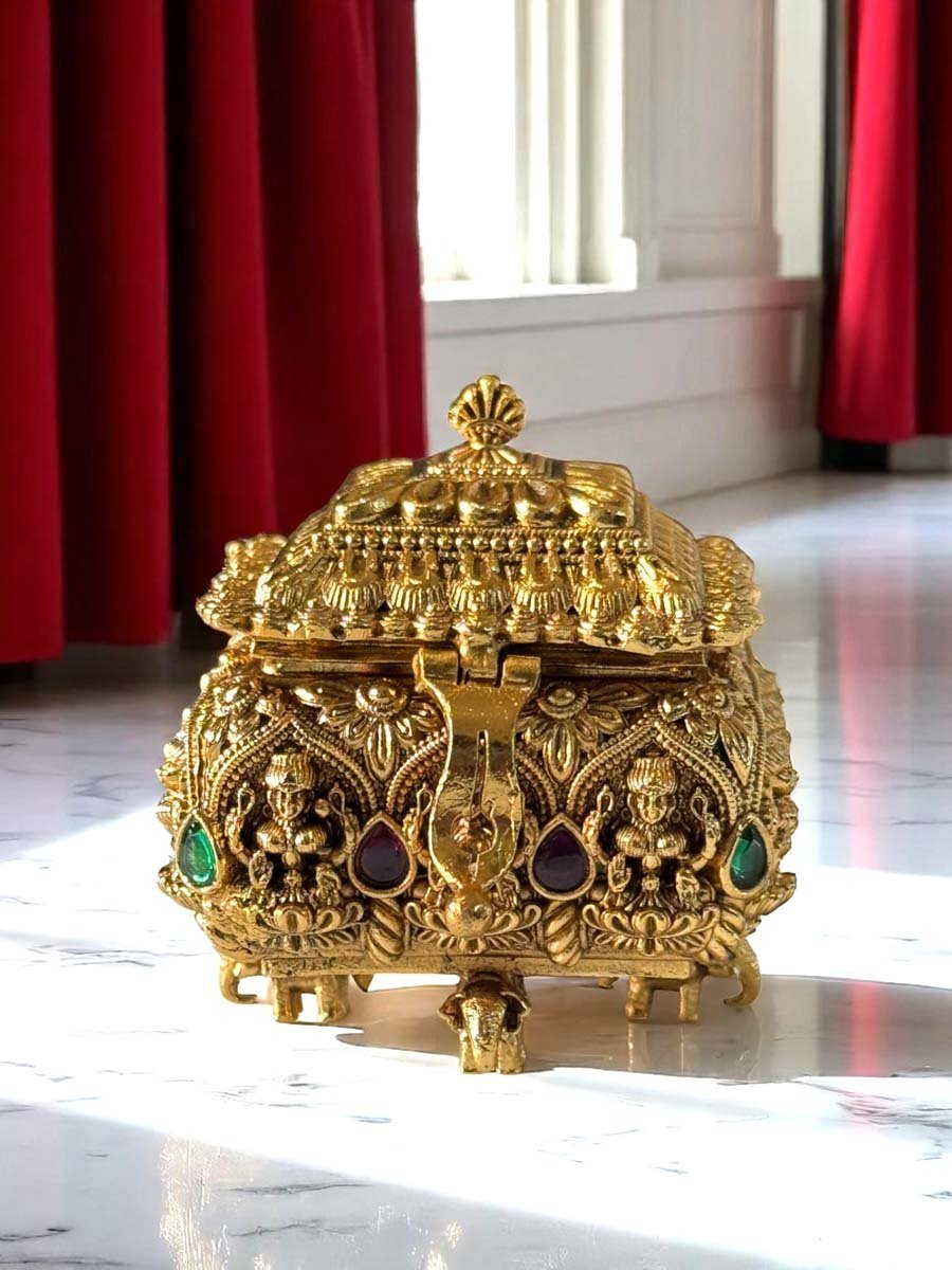 Intricately Crafted Premium Brass Kumkum Box