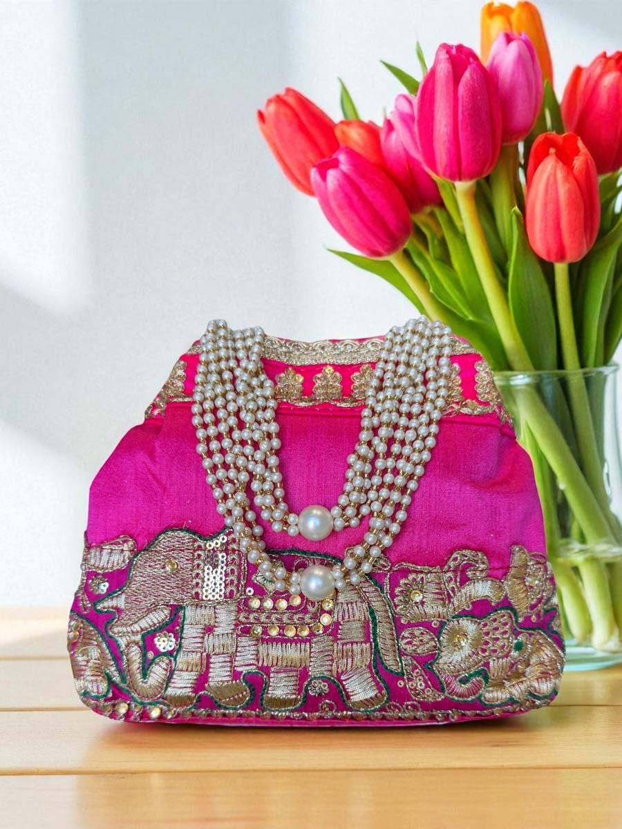 Elephant Embroidered Potli Bags