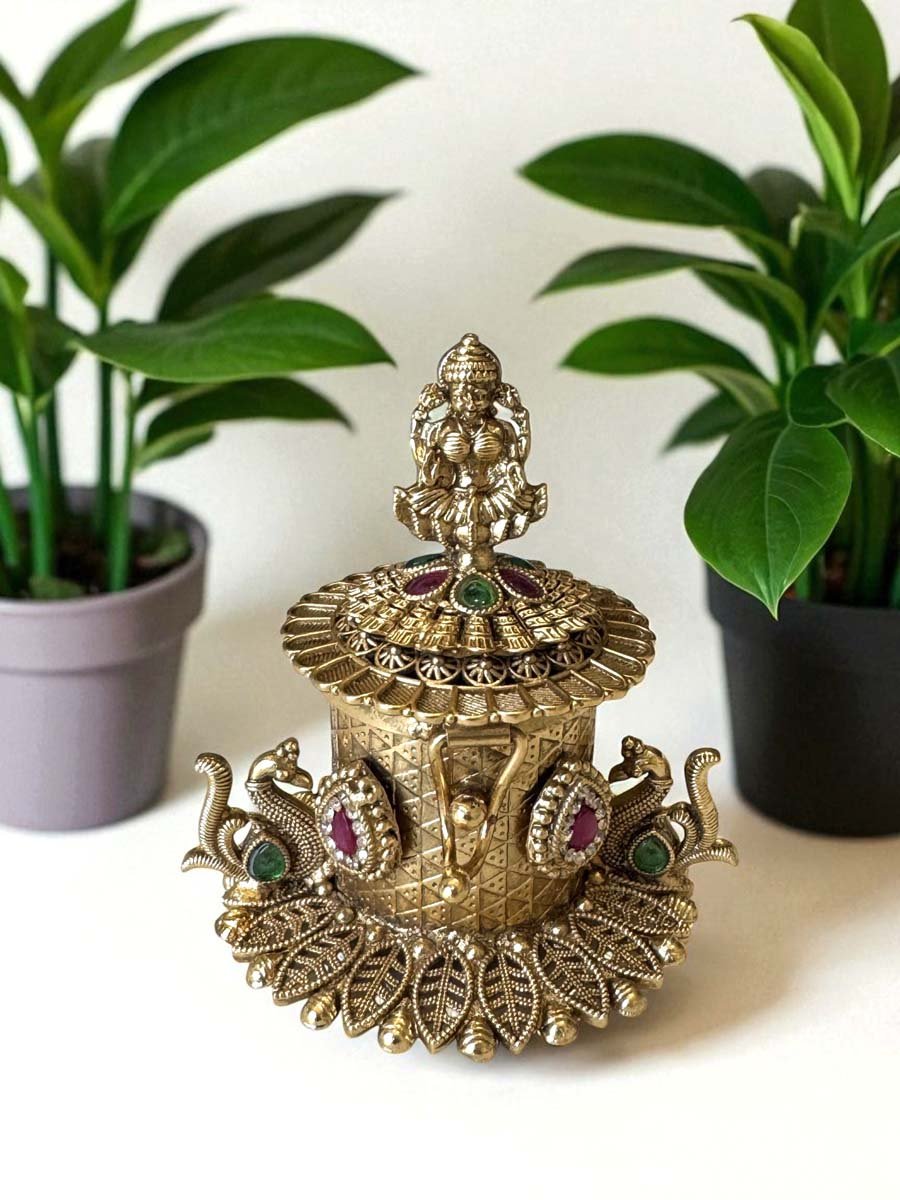 Antique Finish Laxmi Ji Kumkum Dabbi