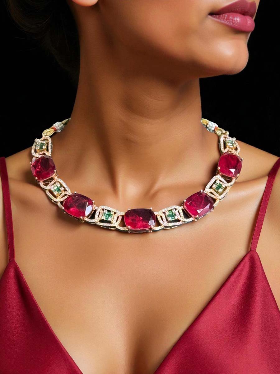 Bollywood Inspired Monalisa CZ Necklace Set