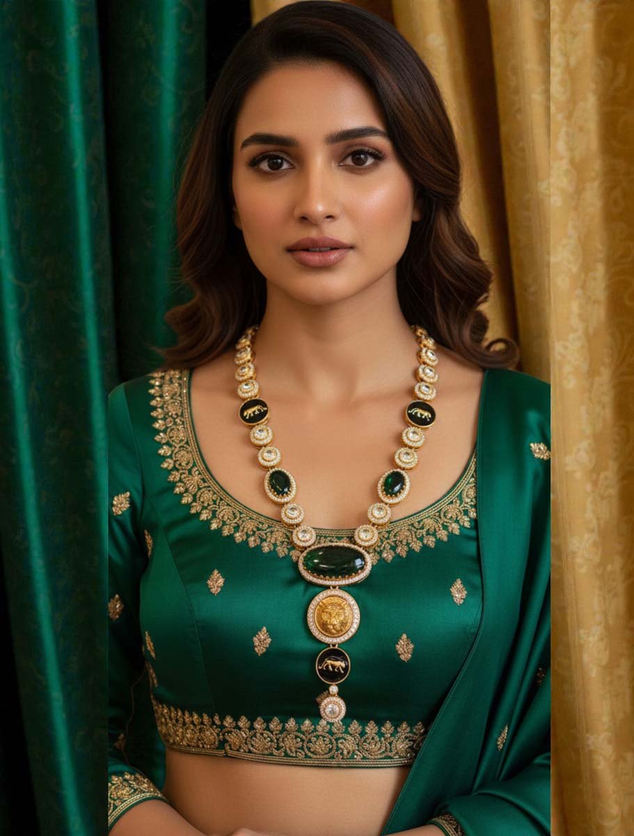 Sabyasachi Inspired Emerald Necklace set