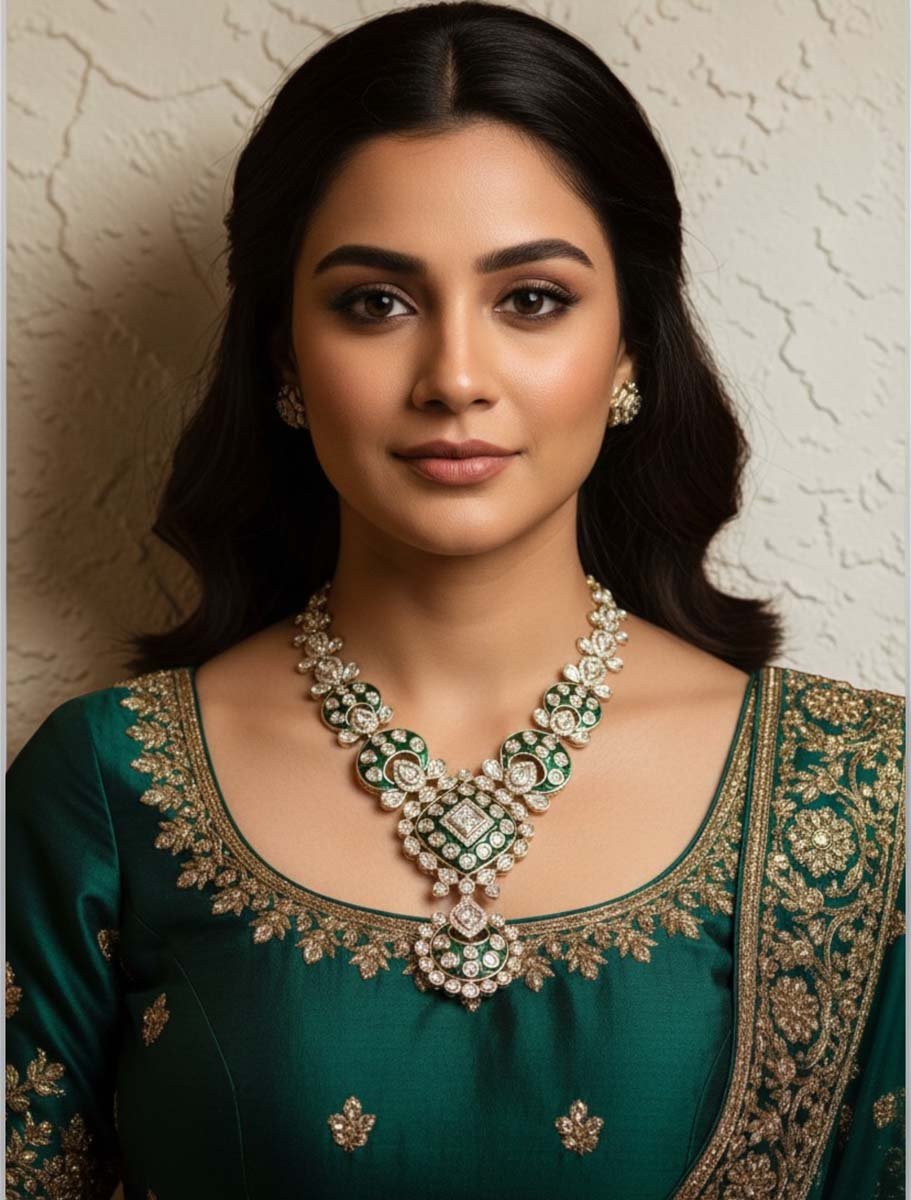 Premium Moissanite Emerald Necklace Set