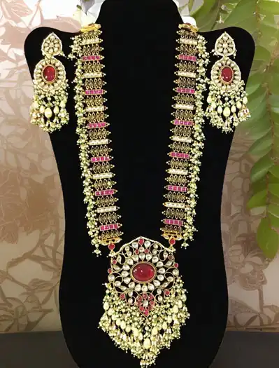 Ruby Pachi Kundan Rani Haar Necklace Set