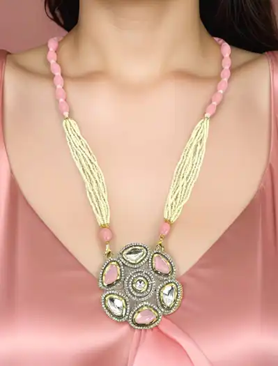 Kundan Pearl Long necklace set