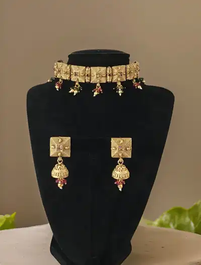 Rajwadi Choker Set with Ruby stones