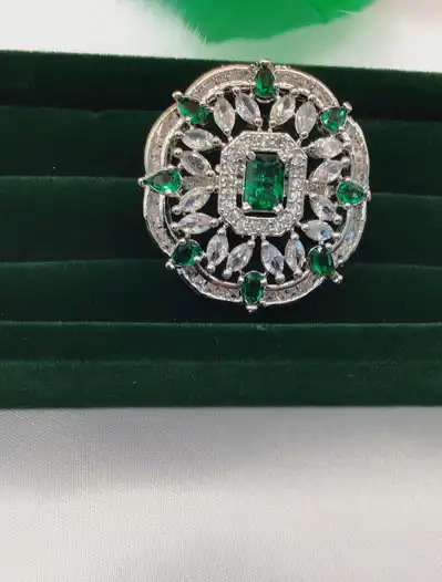 Ruby and Emerald Green AD/CZ Fashionable Ring