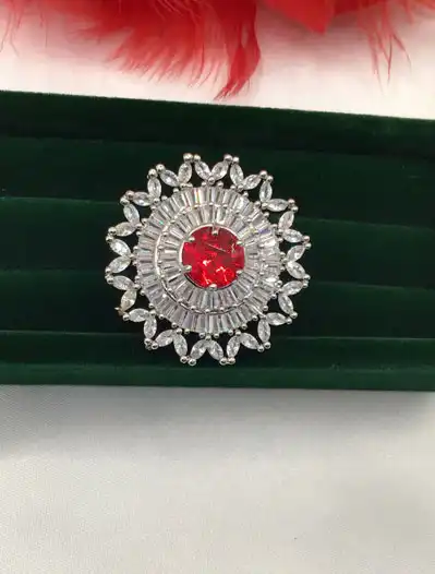 AD/CZ Fashion Ring centered with Ruby