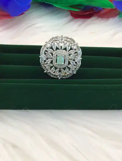 Ruby and Emerald Green AD/CZ Fashion Ring