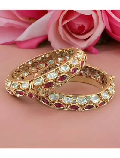 24 carat polish Rajwadi Style AD Bangles/Kada