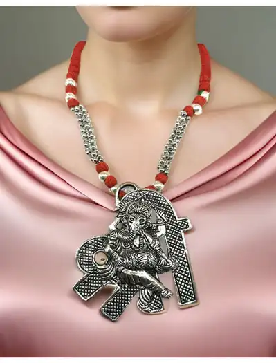 Ganesh Ji German Silver Necklace Set