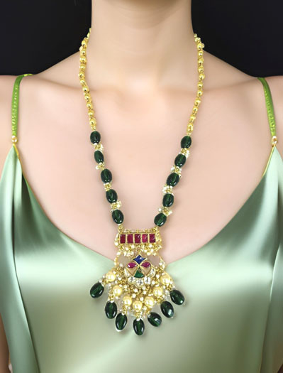 Emerald Green Pachi Kundan Set