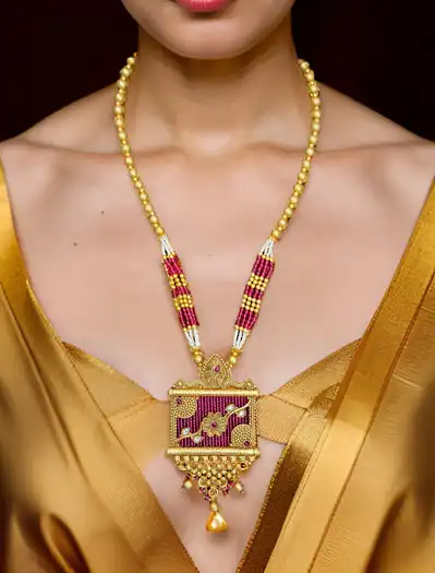 Rajwadi Polki Long Necklace Set