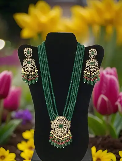 Emerald Victorian Long Necklace set