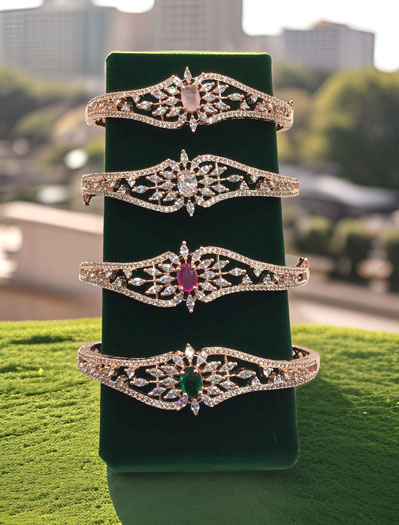 Beautiful AD/CZ kada bracelets in Rose gold finish