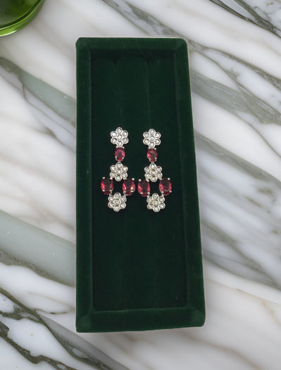 Gorgeous CZ sparkly lab diamond stones Earrings in Rhodium plating