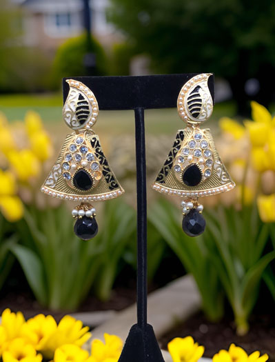 Stylish Black Meenakari Earrings