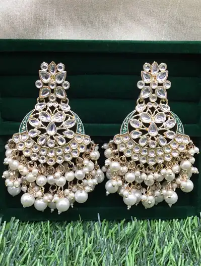 Fashionable  Kundan Pearl Earrings