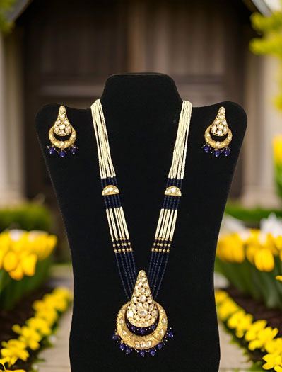 Cone Shaped Polki Kundan Necklace Set