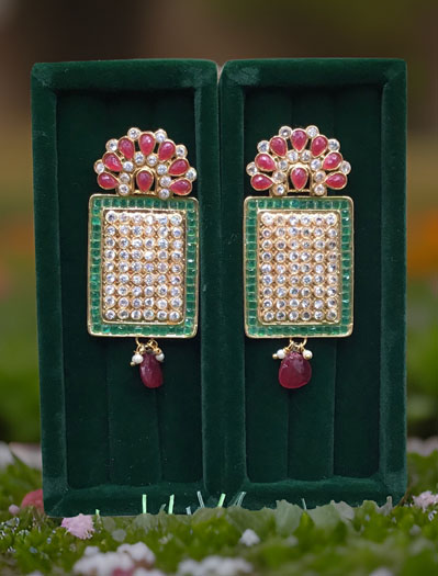 Traditional Choker Style CZ Earrings Set