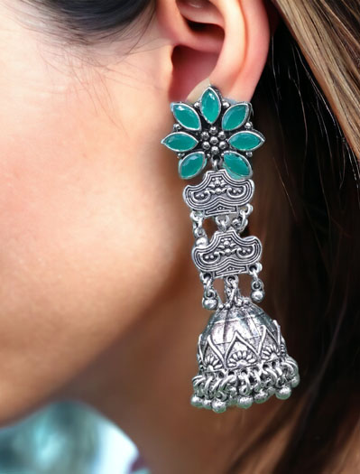 Traditional Antique Style Oxidised Earrings