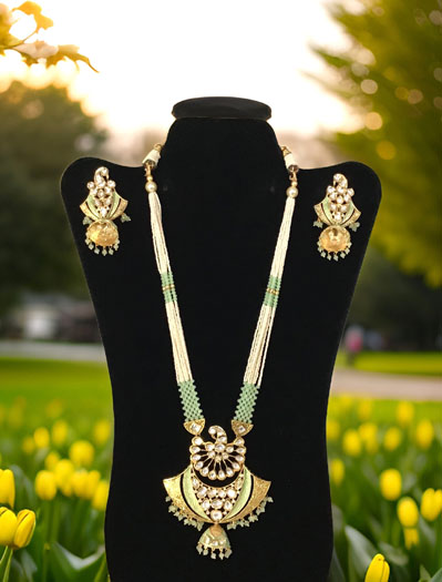 Kundan Meenakari Necklace Set with Jhumka Earrings