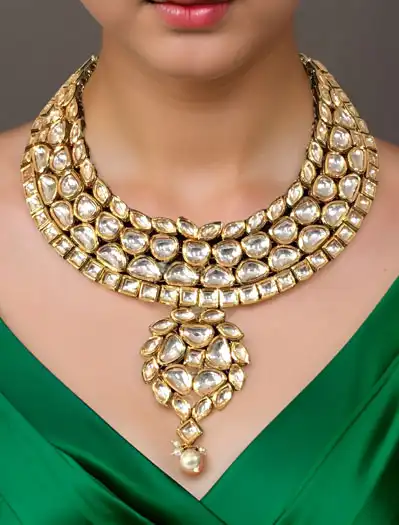 Gold Plated Premium Quality Kundan Choker Set