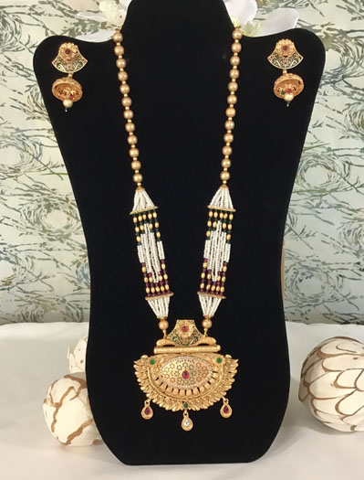 Traditional Rajwadi Meenakari Long Necklace Set