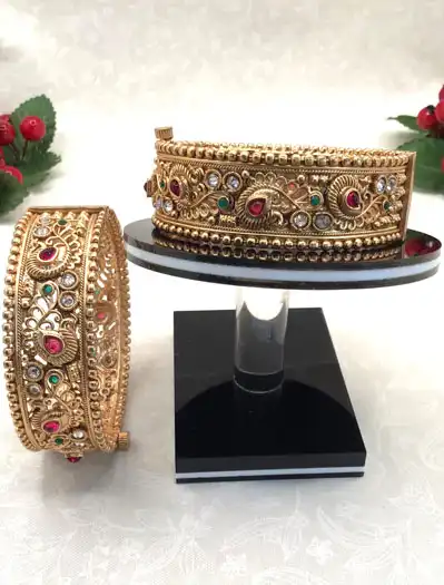 Traditional Rajwadi Design Gold Plated Kada