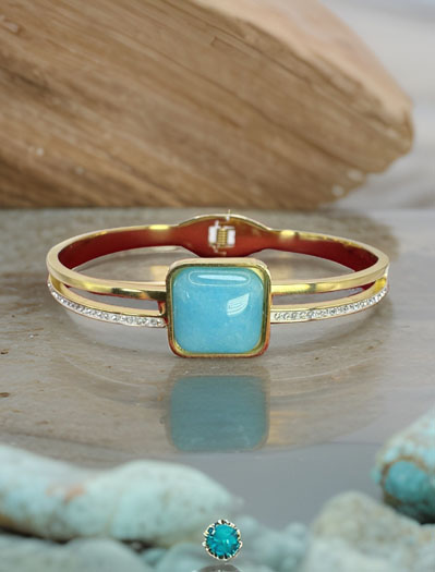 Blue Stone 18k Gold Polish Charm  Bracelet