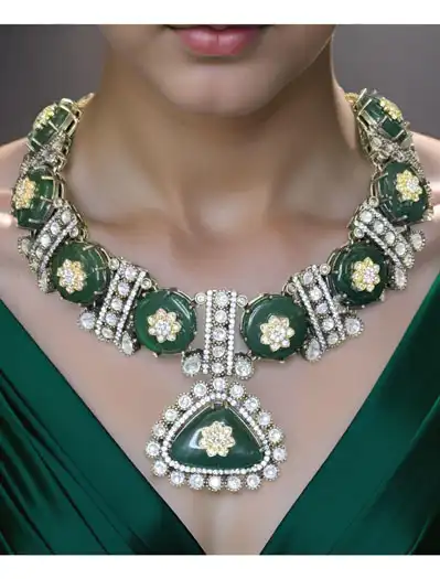 Sabyasachi Inspired Tanjore Stone Kundan Necklace Set