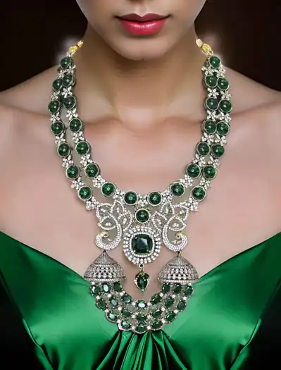 Peacock Carved AD CZ Necklace Set