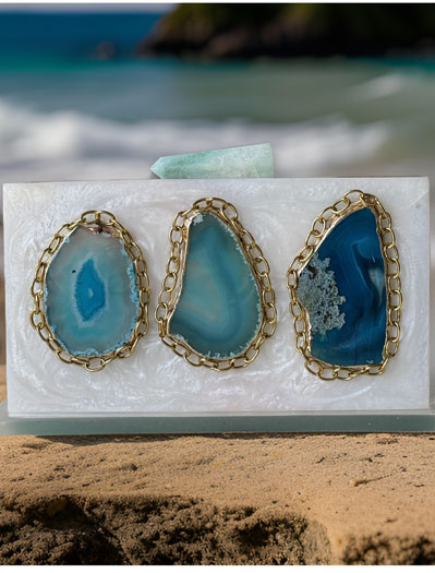 Agate Stones Coasters Resin Handmade Clutch