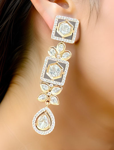 Tyaani Inspired Uncut Polki Kundan Earrings