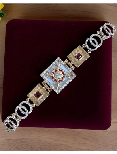 Square Shaped Rajwadi Style MOP CZ Bracelet