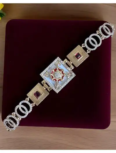 Square Shaped Rajwadi Style MOP CZ Loose Bracelet